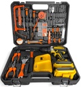 KIT DE TALADRO Y HERRAMIENTAS 2 BATERIAS 50 PIEZAS AMARIILO