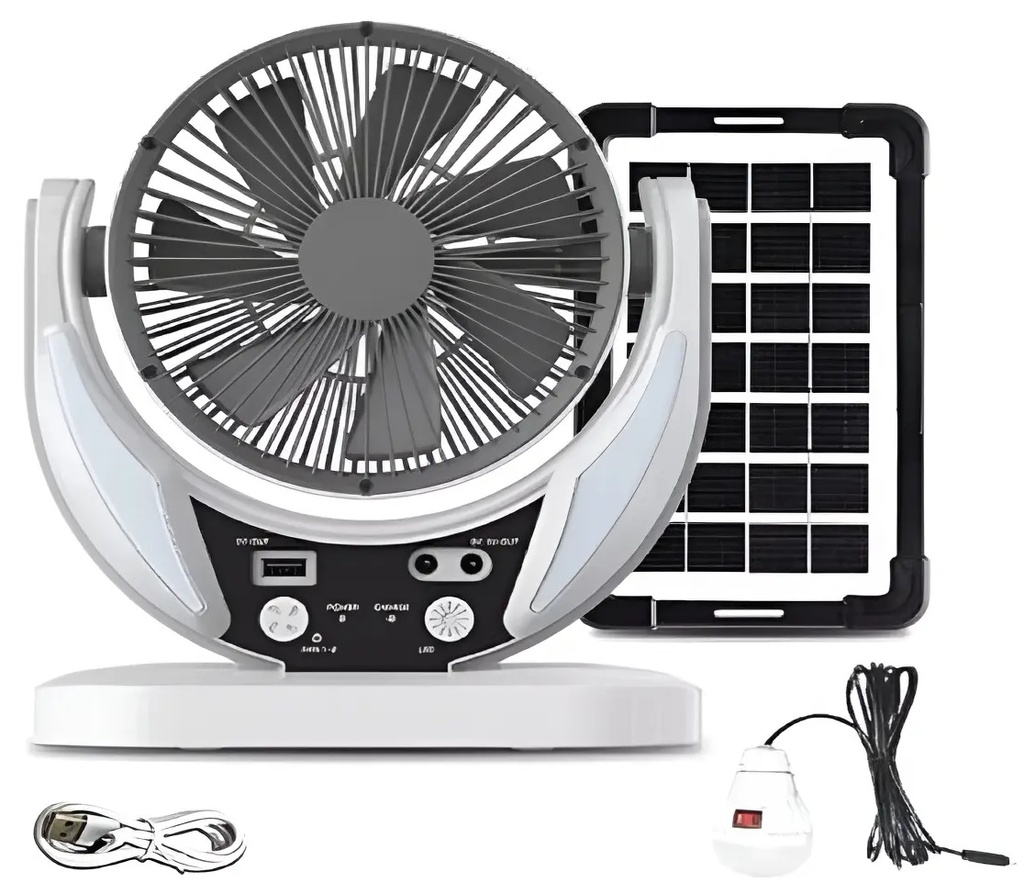 VENTILADOR CON PANEL SOLAR 3W Y BOMBILLOS GDTIMES GD-8025