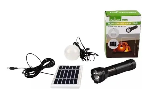 LAMPARA Y LINTERNA CAMPING CON PANEL SOLAR RECARGABLE CL038