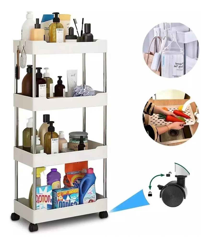 ORGANIZADOR MULTIUSOS COCINA O BAÑO 4 NIVELES CON RUEDA