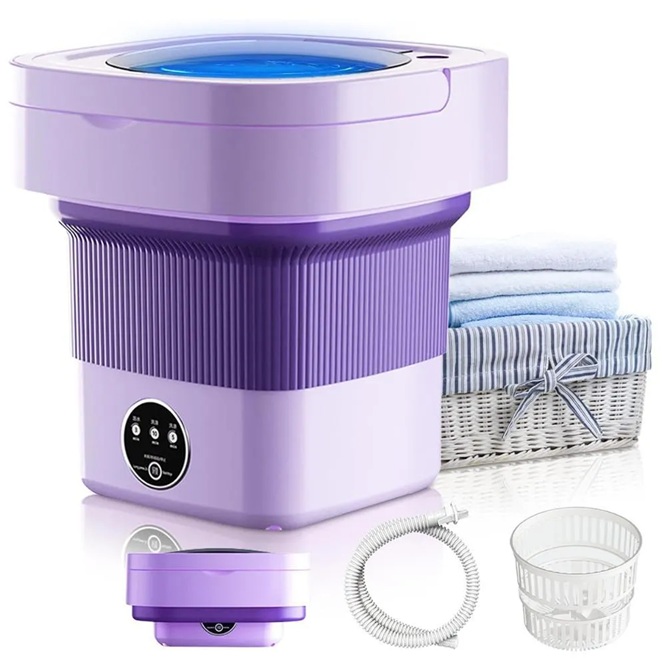 LAVADORA DE ROPA PORTABLE GRANDE 9L CAJA MORADA