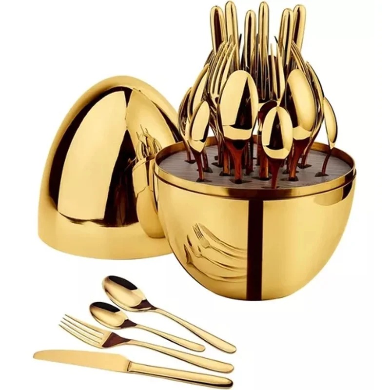 SET DE CUBIERTOS HUEVO DORADO