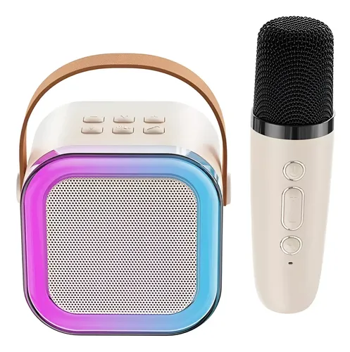 PARLANTE MICROFONO CON LUCES CUADRADO K12 DOBLE MICROFONO