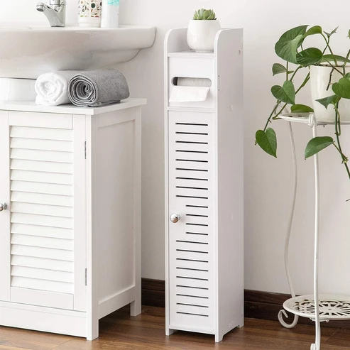 ORGANIZADOR DE BAÑO MULTIFUNCIONAL CON DISPENSADOR DE PAPEL 2 PUERTAS