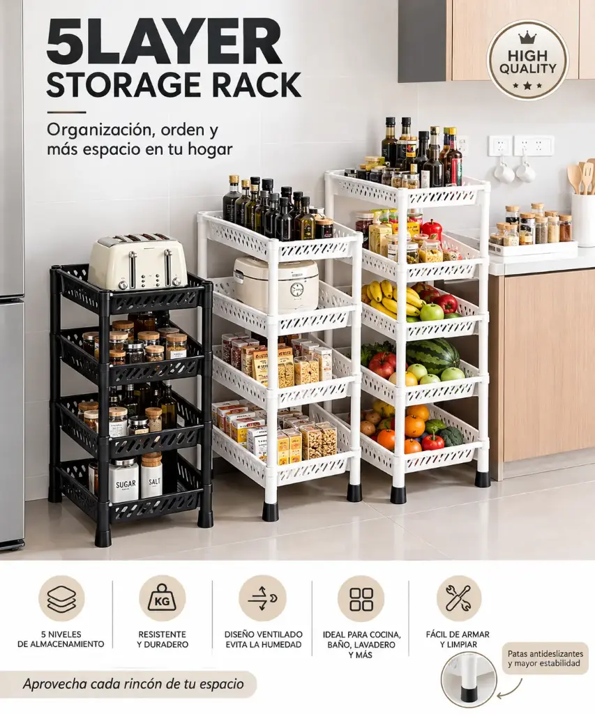 ORGANIZADOR COCINA 5 NIVELES CON RUEDAS
