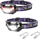 LINTERNA LED FRONTAL 2 UNIDADES, LINTERNA DE CABEZA RECARGABLE, IMPERMEABLE, 2000 LUMENES  601