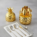 SET DE CUBIERTOS DISEÑO PIÑA DORADO